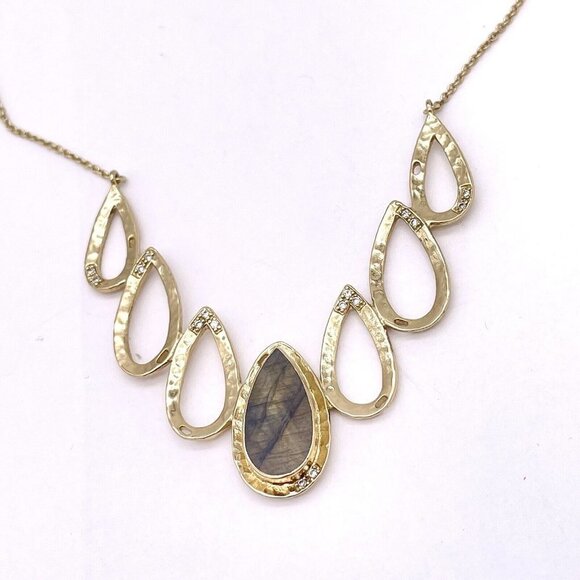 Melinda Maria Dorothy Gold Labradorite Cubic Zirconia Necklace